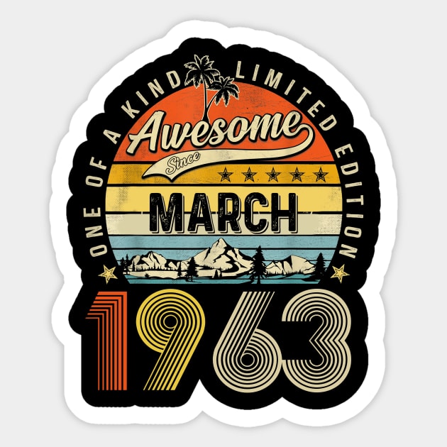 Awesome Since March 1963 Vintage 60th Birthday Sticker by Ripke Jesus